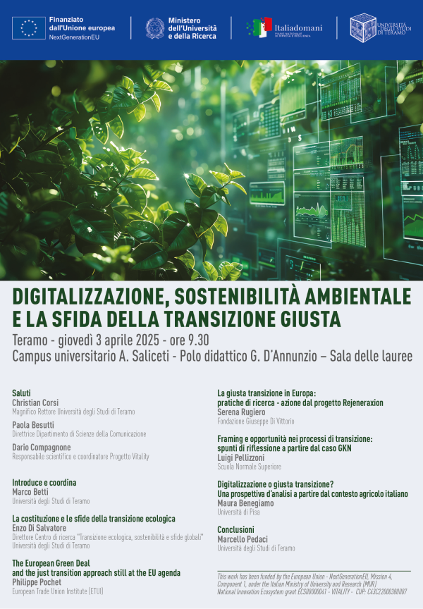 DIGITALIZZAZIONE, SOSTENIBILTÀ AMBIENTALE E LA SFIDA DELLA TRANSIZIONE GIUSTA