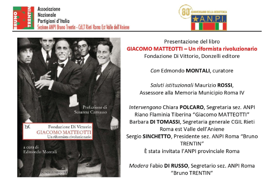 Presentazione del libro GIACOMO MATTEOTTI - Un riformista rivoluzionario