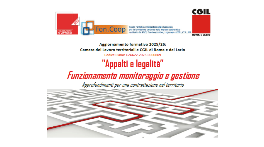 Appalti e legalità: una giornata di formazione e confronto per la CGIL Roma e Lazio