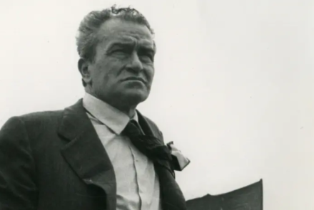l'immagine mostra un giovane Piero Ingrao, con il volto corrucciato